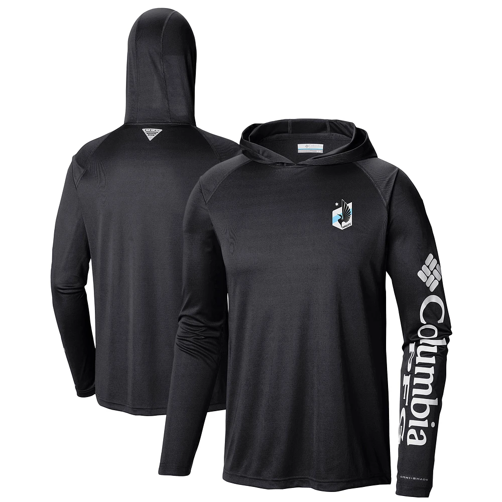 Men's Columbia Black Minnesota United FC Terminal Tackle Long Sleeve Hoodie T-Shirt
