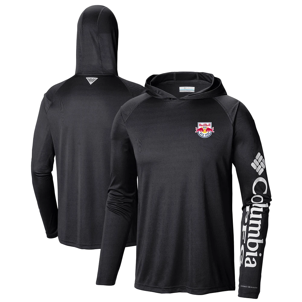 Men's Columbia Black New York Red Bulls Terminal Tackle Long Sleeve Hoodie T-Shirt