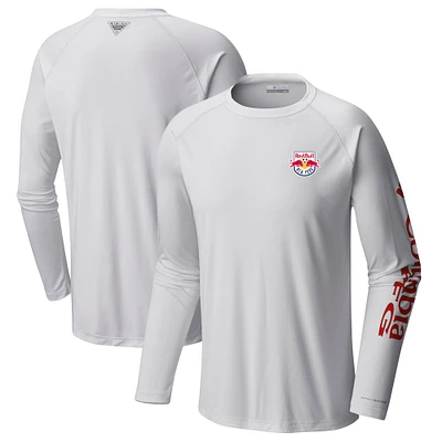 Men's Columbia White New York Red Bulls Terminal Tackle Long Sleeve T-Shirt