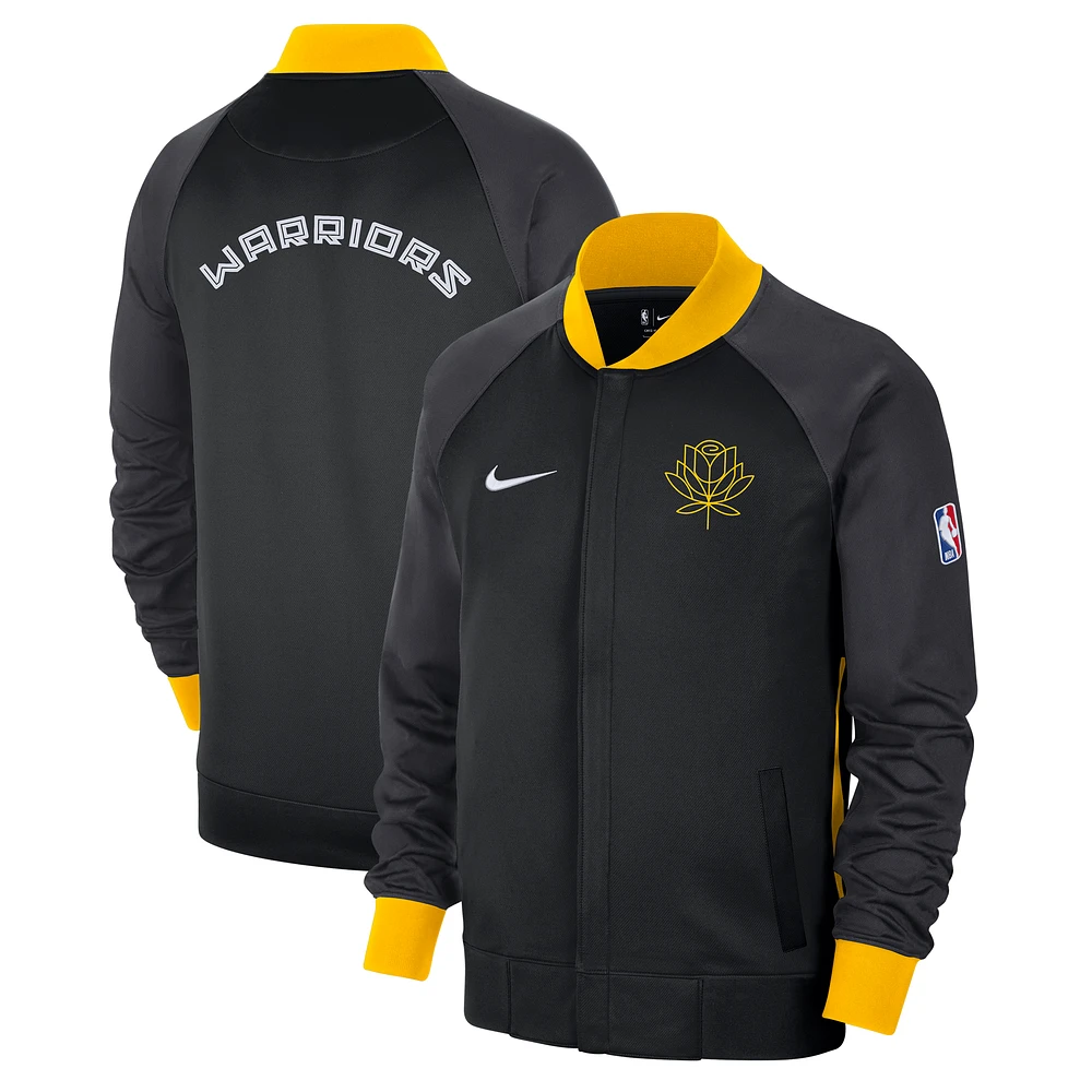 Men's Nike Black/Yellow Golden State Warriors 2022/23 City Edition Showtime Thermaflex Full-Zip Jacket