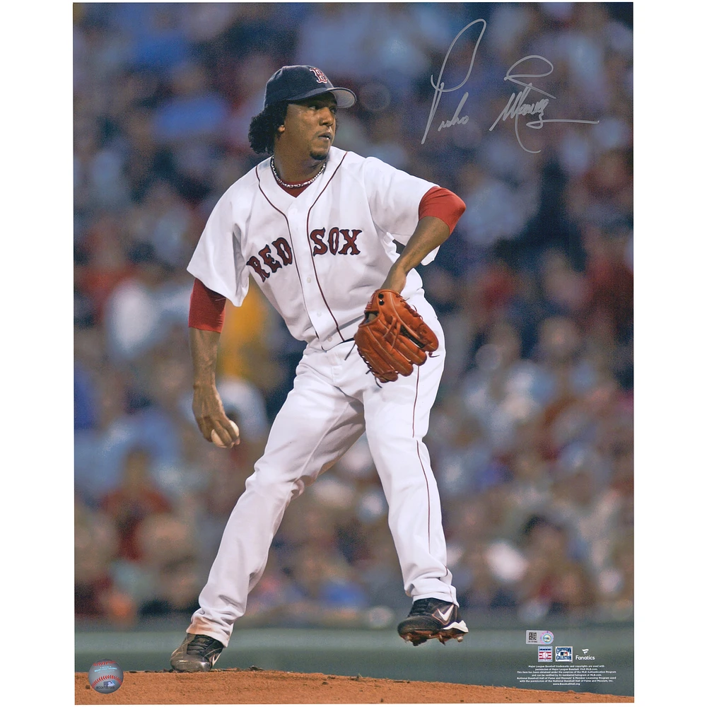Pedro Martinez Boston Red Sox Autographed 16" x 20" Pitching in White Jersey Photograph