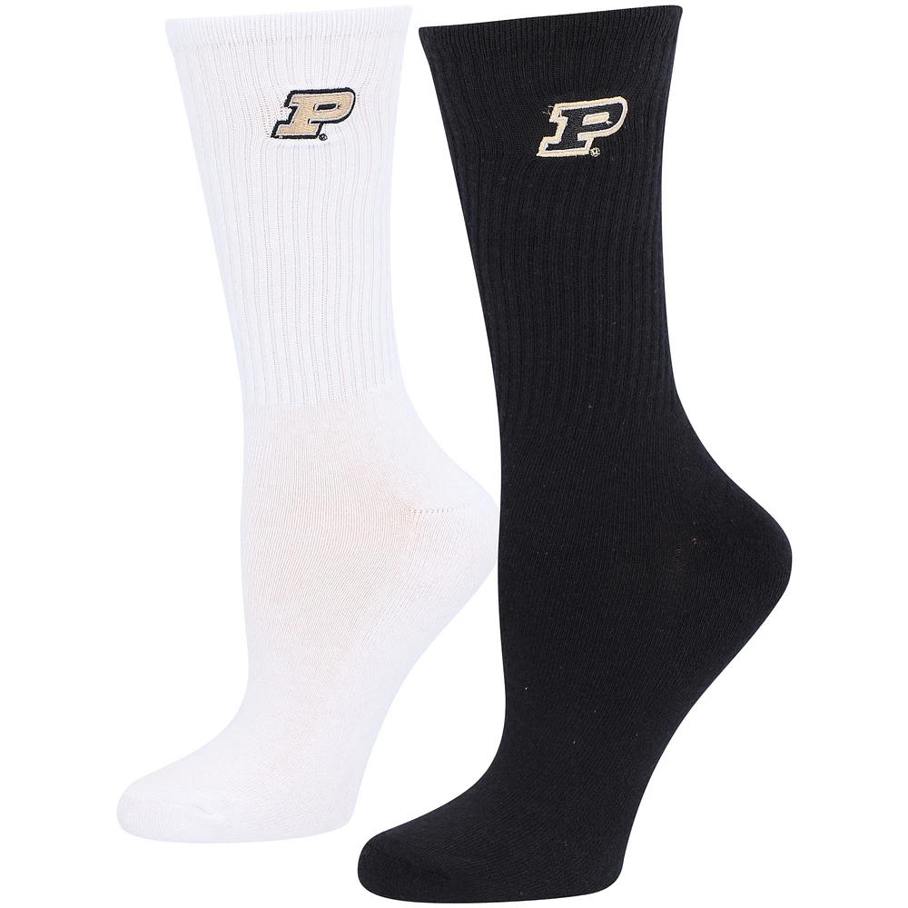 Women's ZooZatz Black/White Purdue Boilermakers 2-Pack Quarter-Length Socks