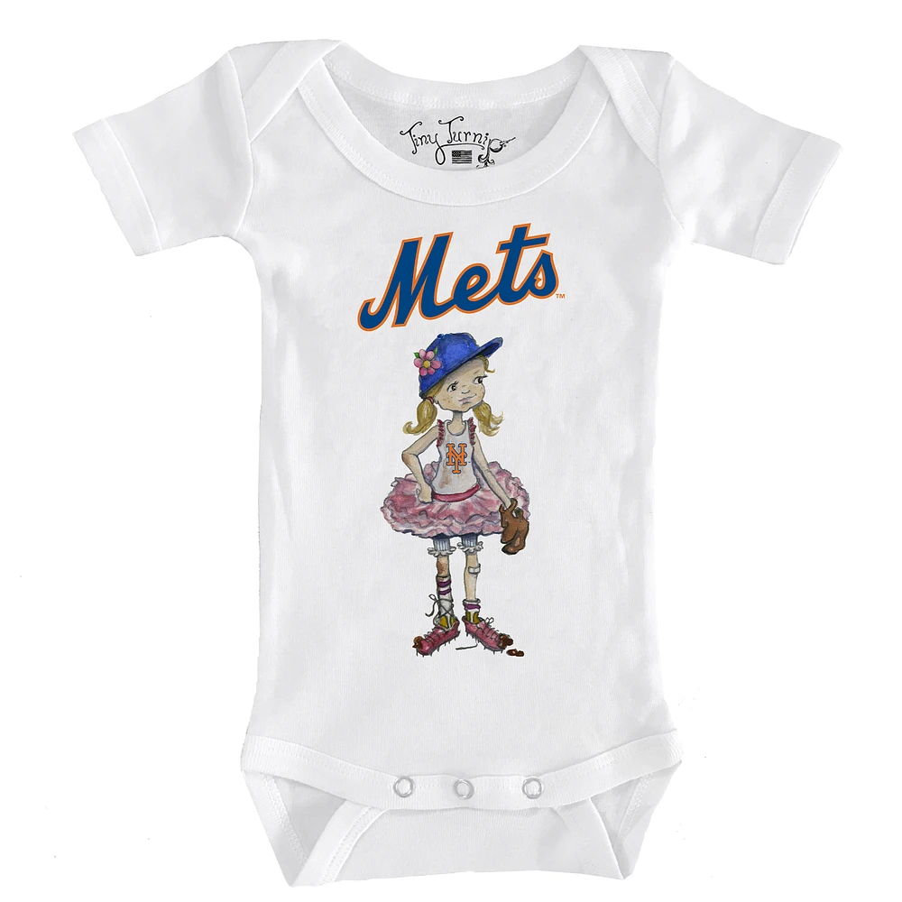 Infant Tiny Turnip White New York Mets Baseball Babes Bodysuit