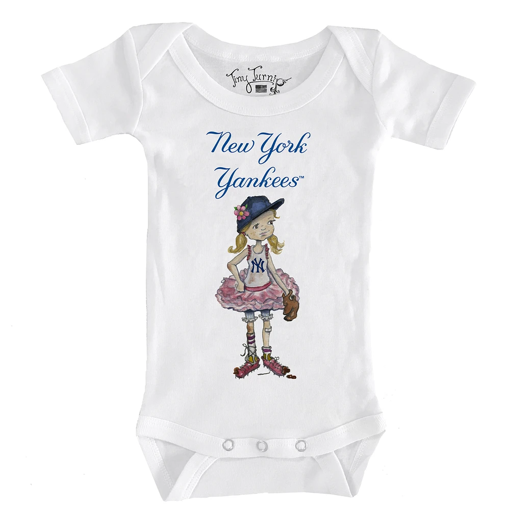Infant Tiny Turnip White New York Yankees Baseball Babes Bodysuit