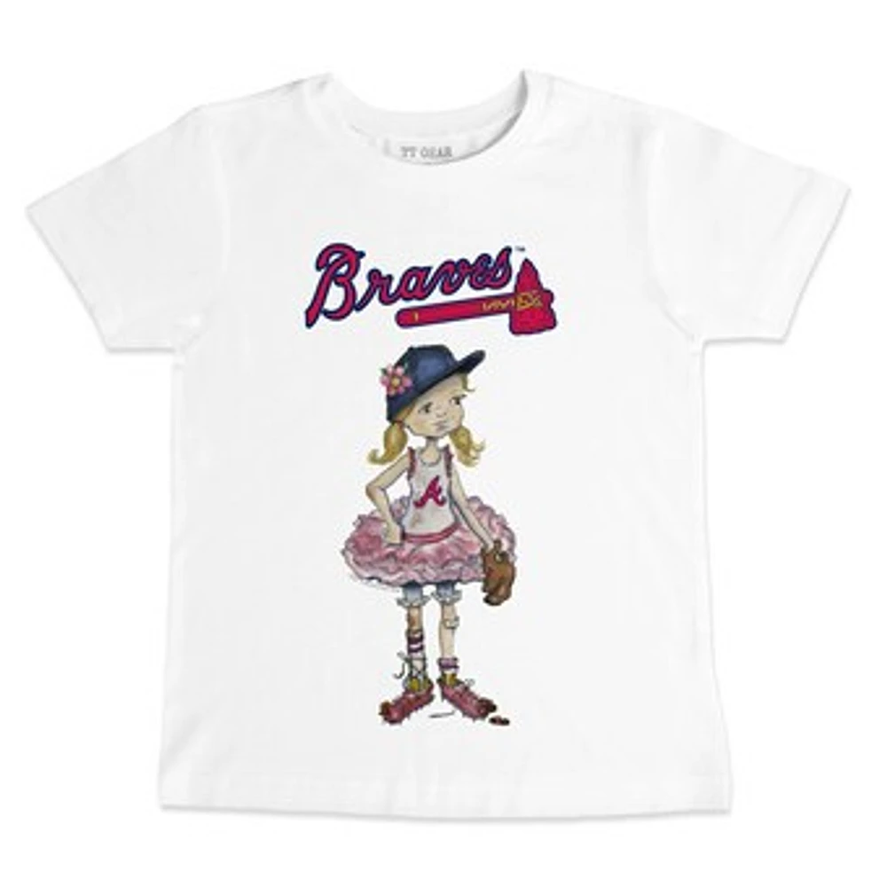 Toddler Tiny Turnip White Atlanta Braves Baseball Babes T-Shirt