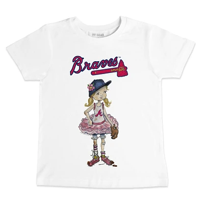 Toddler Tiny Turnip White Atlanta Braves Baseball Babes T-Shirt