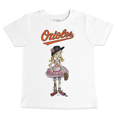 Toddler Tiny Turnip White Baltimore Orioles Baseball Babes T-Shirt