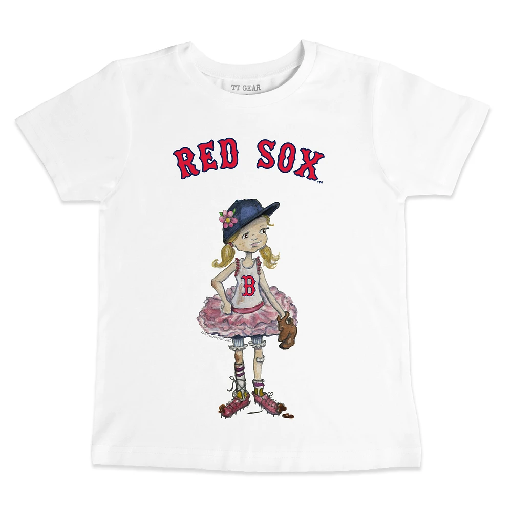 Toddler Tiny Turnip White Boston Red Sox Baseball Babes T-Shirt