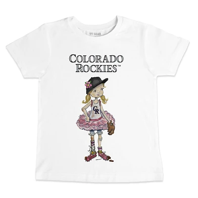Toddler Tiny Turnip White Colorado Rockies Baseball Babes T-Shirt