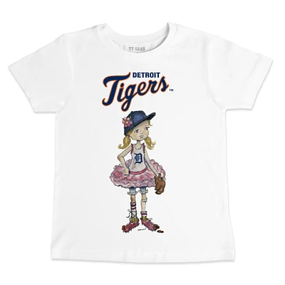 Toddler Tiny Turnip White Detroit Tigers Baseball Babes T-Shirt