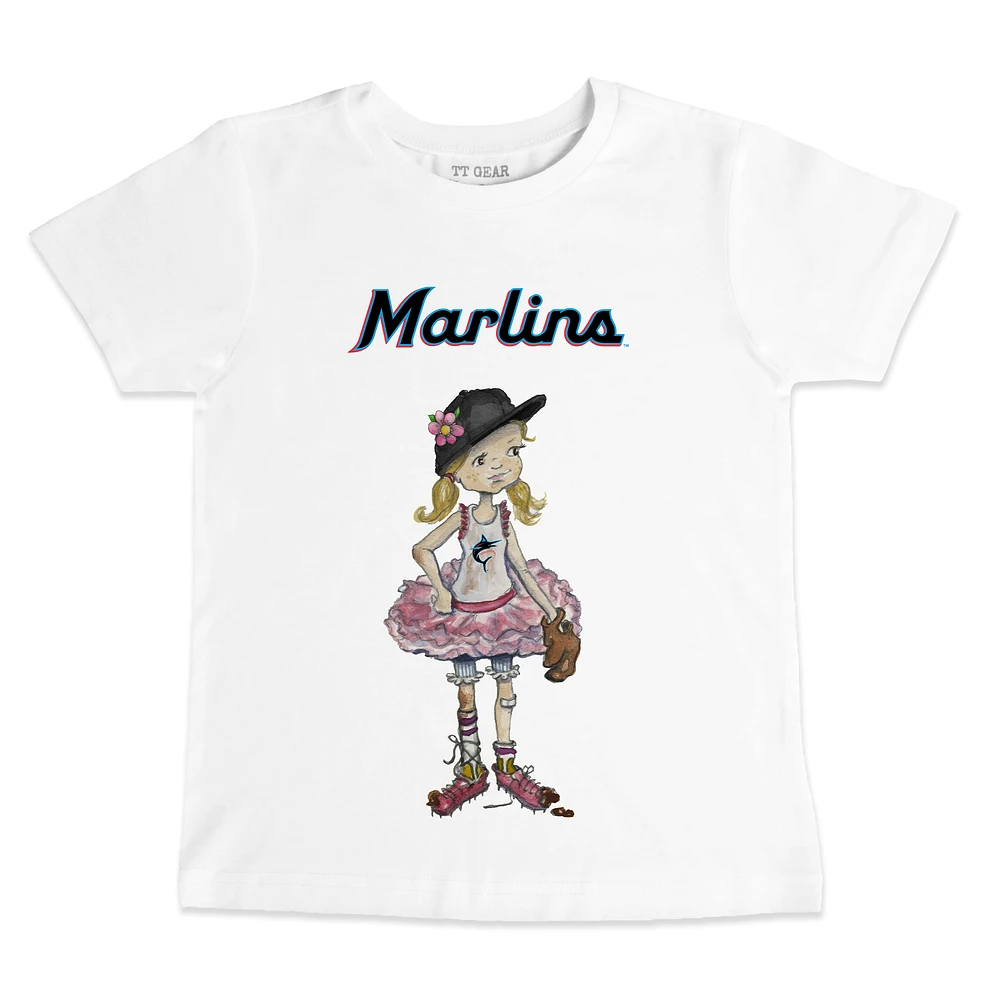Toddler Tiny Turnip White Miami Marlins Baseball Babes T-Shirt