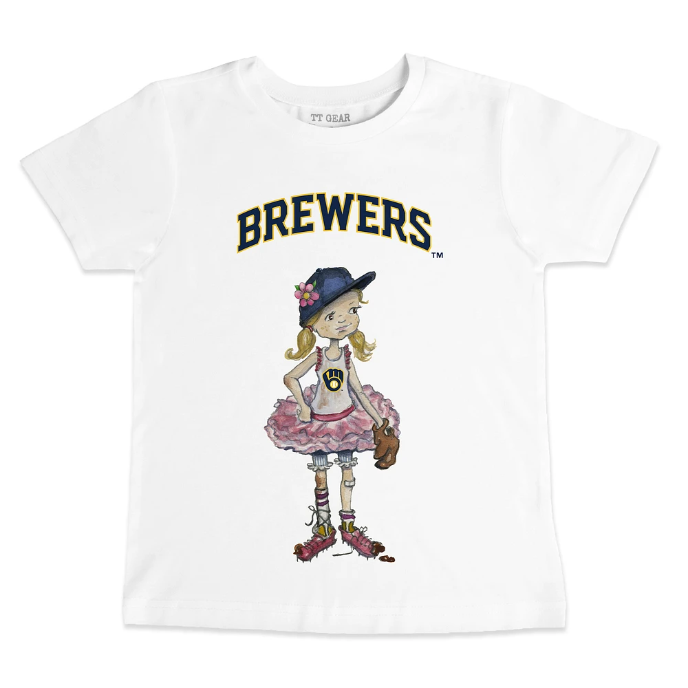 Toddler Tiny Turnip White Milwaukee Brewers Baseball Babes T-Shirt