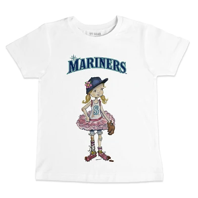 Toddler Tiny Turnip White Seattle Mariners Baseball Babes T-Shirt