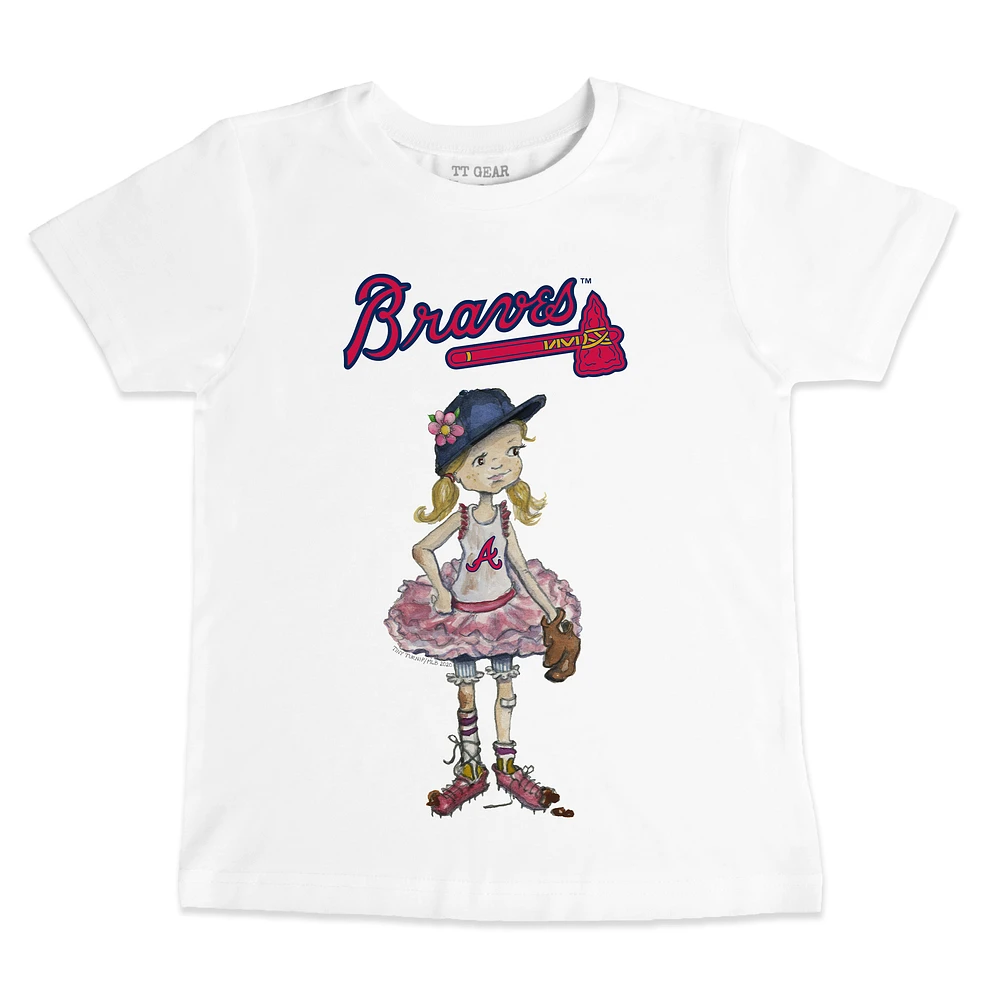 Youth Tiny Turnip White Atlanta Braves Baseball Babes T-Shirt