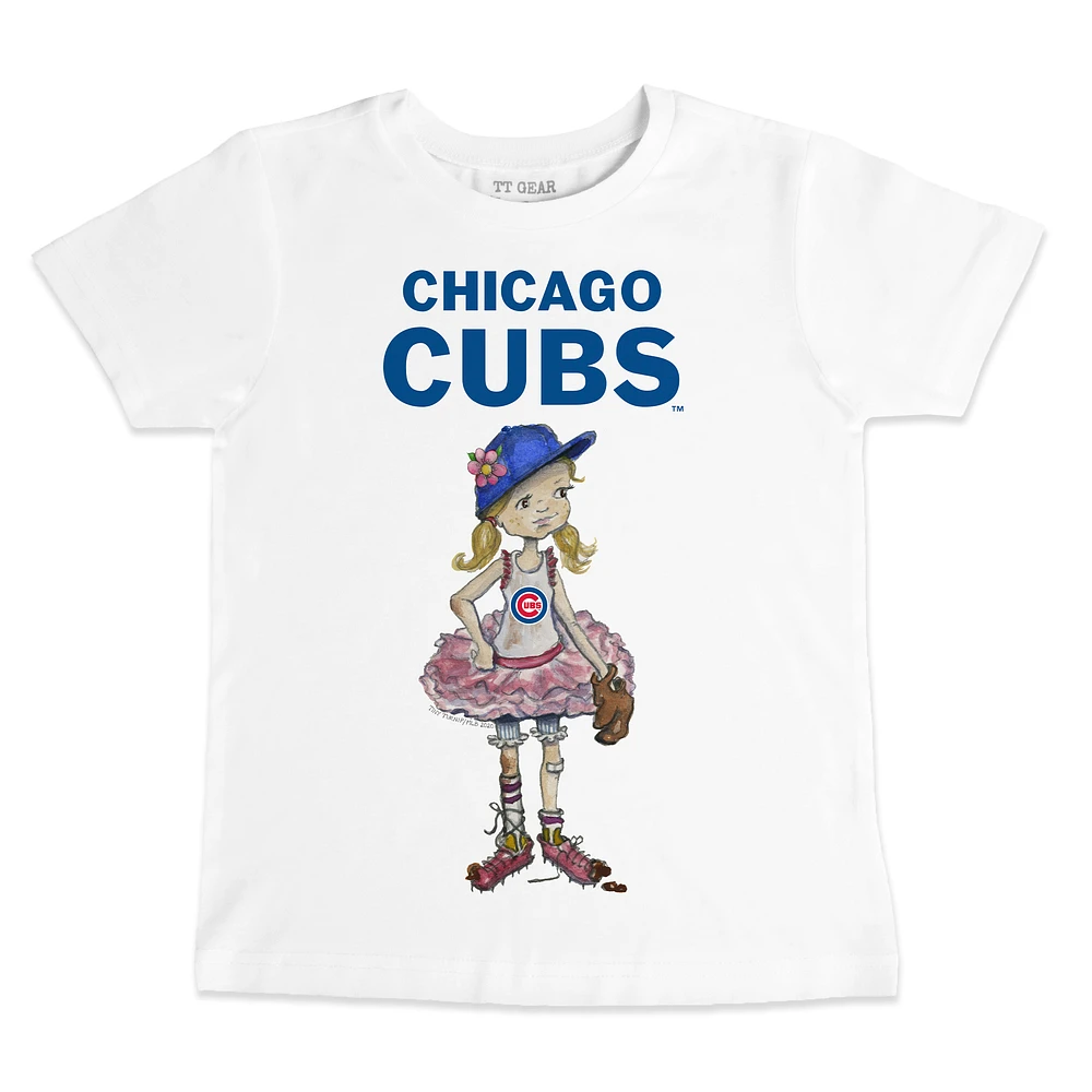 Youth Tiny Turnip White Chicago Cubs Baseball Babes T-Shirt