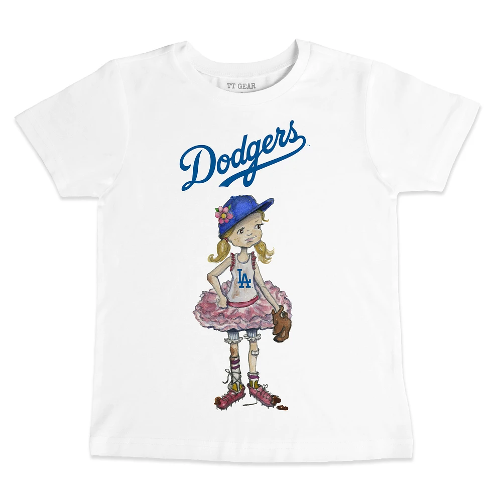 Youth Tiny Turnip White Los Angeles Dodgers Baseball Babes T-Shirt