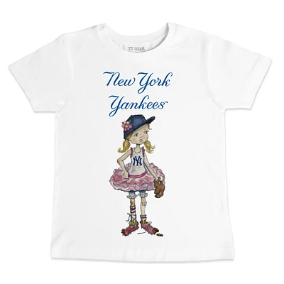 Youth Tiny Turnip White New York Yankees Baseball Babes T-Shirt