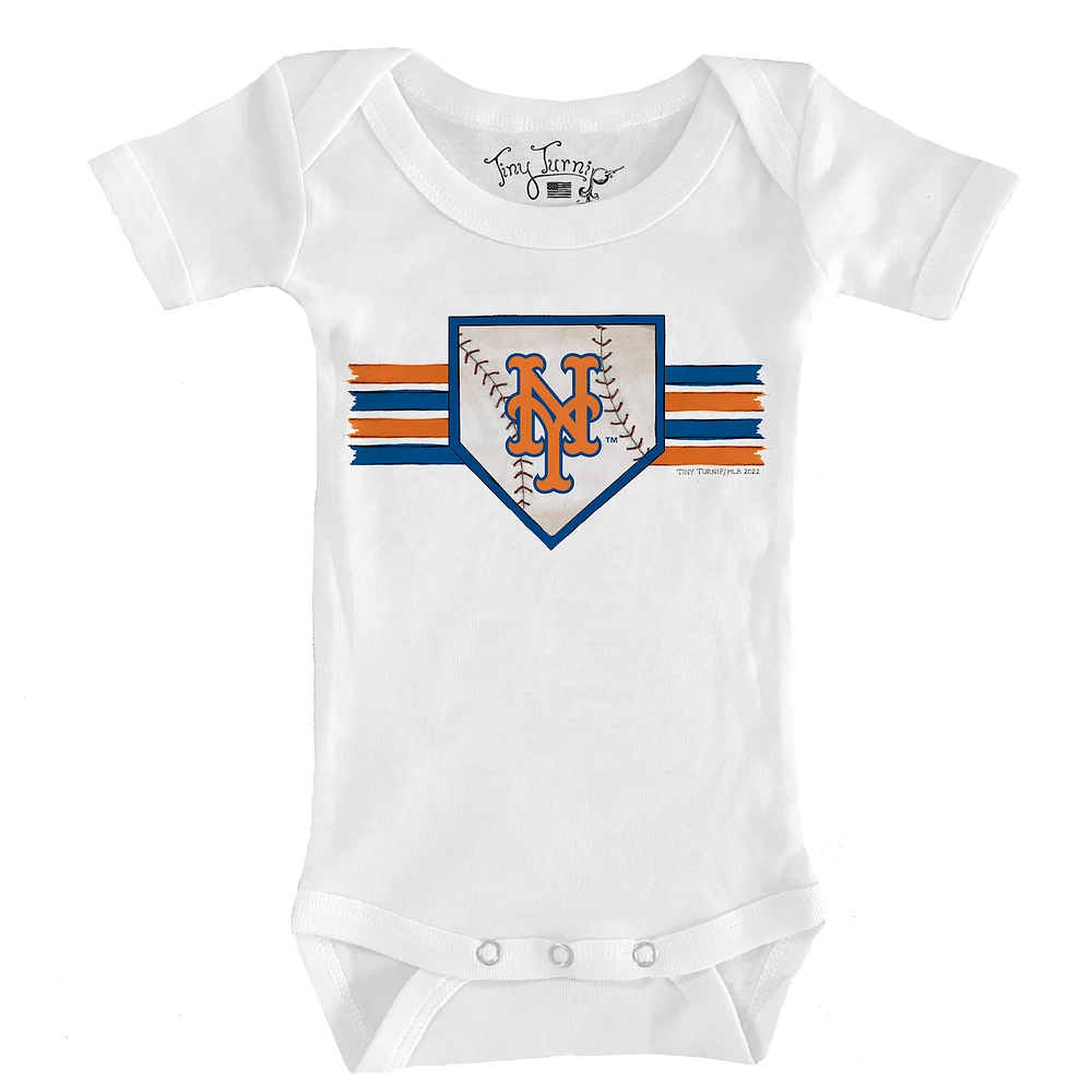 Infant Tiny Turnip White New York Mets Base Stripe Bodysuit