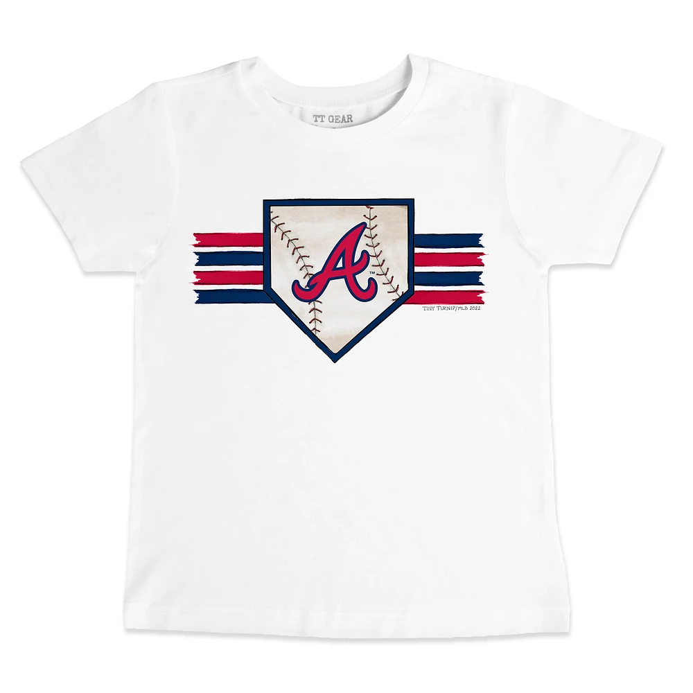 Toddler Tiny Turnip White Atlanta Braves Base Stripe T-Shirt