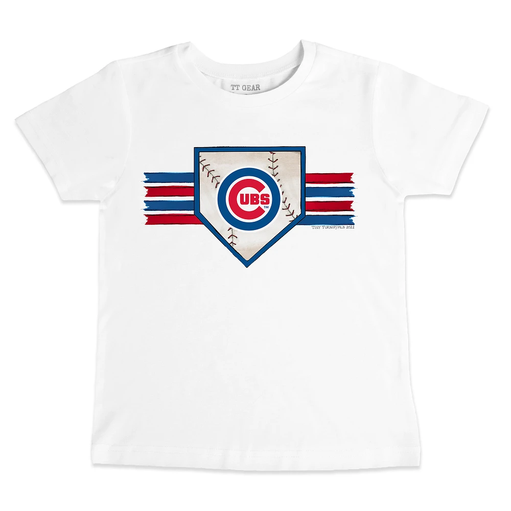 Toddler Tiny Turnip White Chicago Cubs Base Stripe T-Shirt