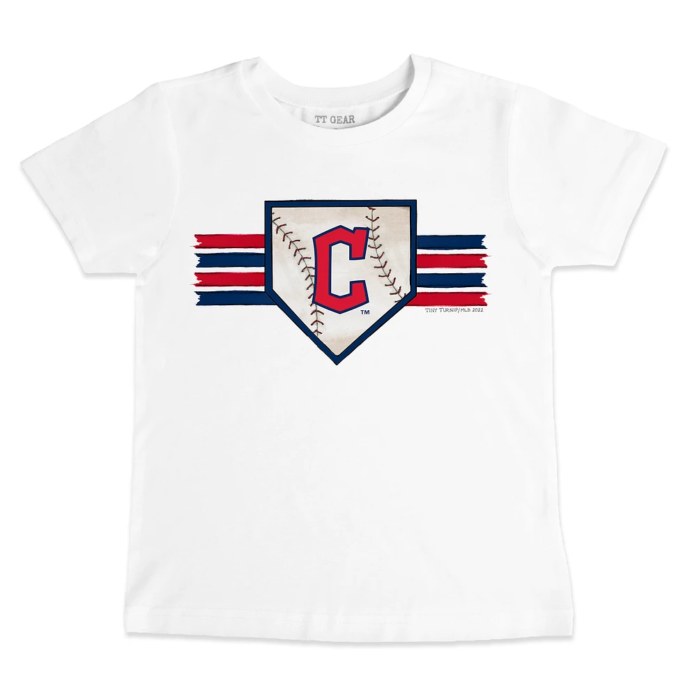 Toddler Tiny Turnip White Cleveland Guardians Base Stripe T-Shirt