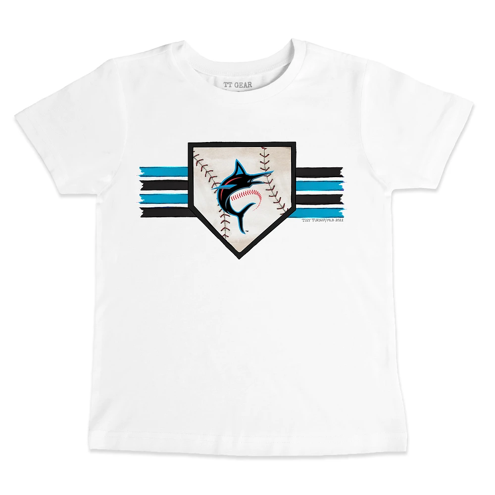 Toddler Tiny Turnip White Miami Marlins Base Stripe T-Shirt