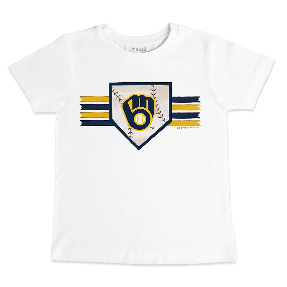 Toddler Tiny Turnip White Milwaukee Brewers Base Stripe T-Shirt