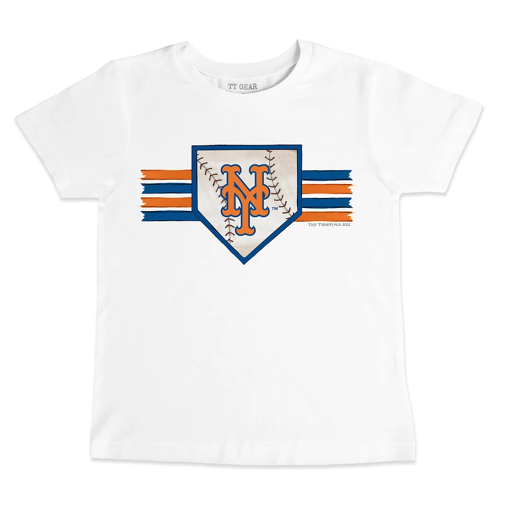 Toddler Tiny Turnip White New York Mets Base Stripe T-Shirt