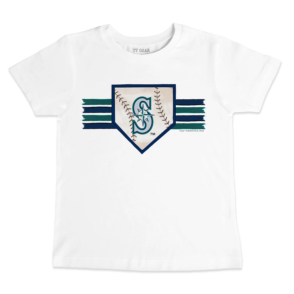 Toddler Tiny Turnip White Seattle Mariners Base Stripe T-Shirt