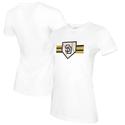 Women's Tiny Turnip White San Diego Padres Base Stripe T-Shirt