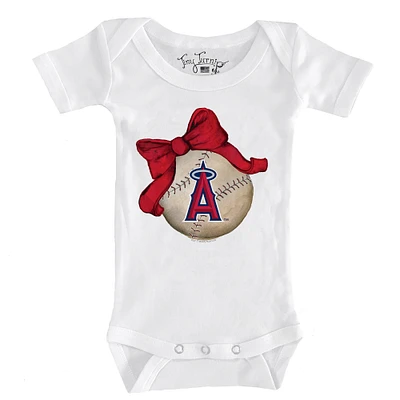 Infant Tiny Turnip White Los Angeles Angels Baseball Bow Bodysuit