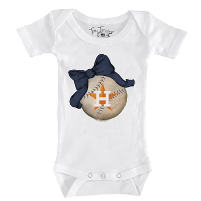 Infant Tiny Turnip White Houston Astros Baseball Bow Bodysuit