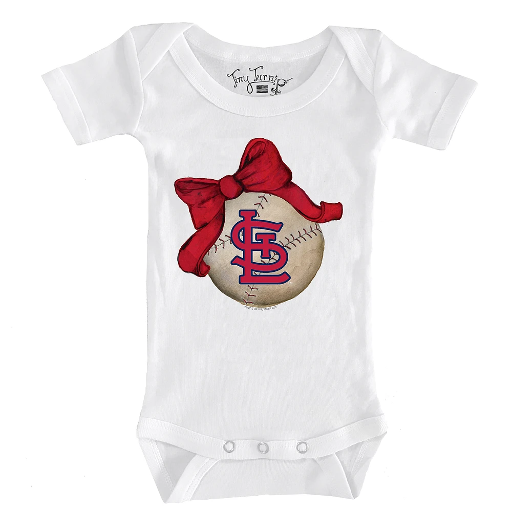 Infant Tiny Turnip White St. Louis Cardinals Baseball Bow Bodysuit
