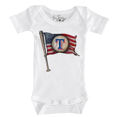 Infant Tiny Turnip White Texas Rangers Baseball Flag Bodysuit