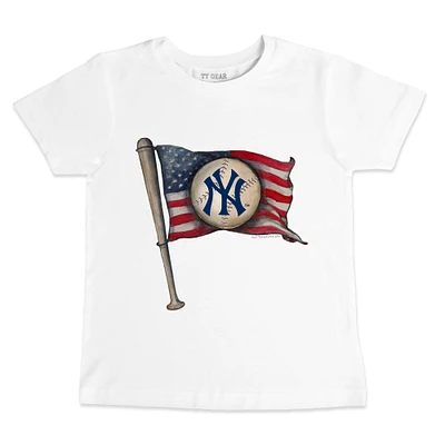 Toddler Tiny Turnip White New York Yankees Baseball Flag T-Shirt