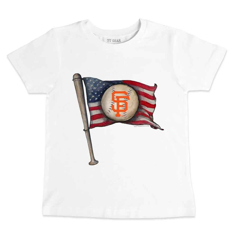 Toddler Tiny Turnip White San Francisco Giants Baseball Flag T-Shirt