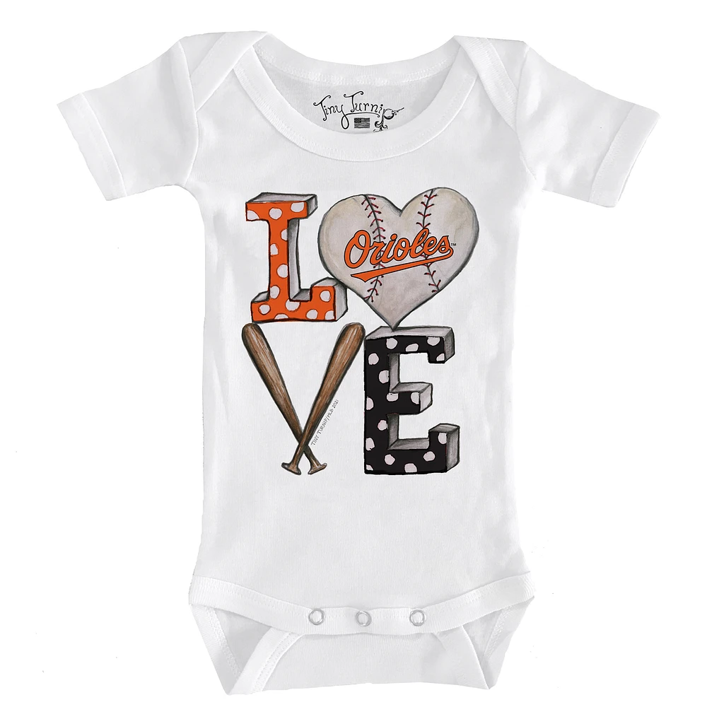 Infant Tiny Turnip White Baltimore Orioles Baseball Love Bodysuit