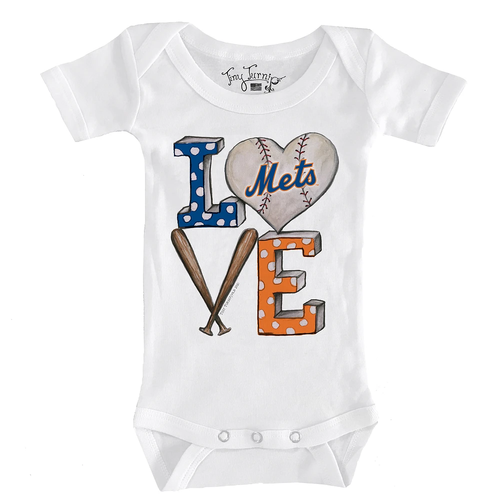 Infant Tiny Turnip White New York Mets Baseball Love Bodysuit