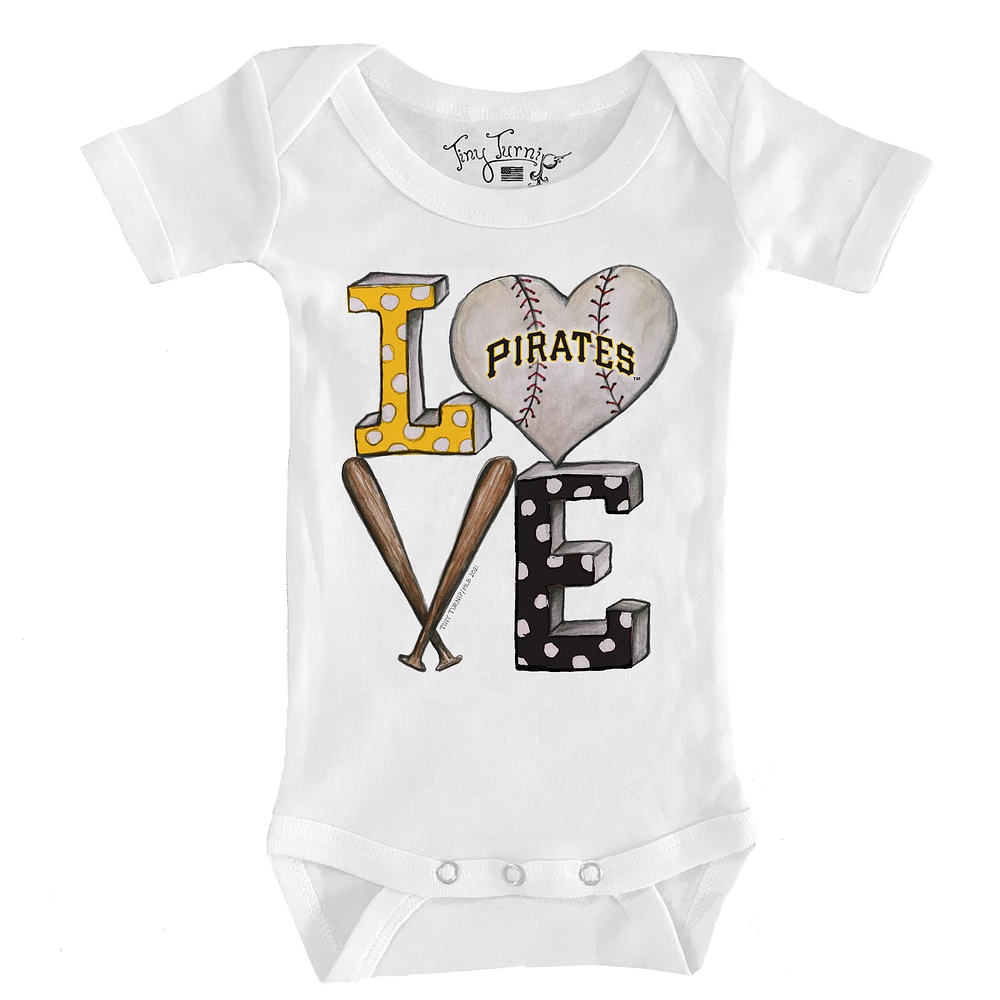 Infant Tiny Turnip White Pittsburgh Pirates Baseball Love Bodysuit
