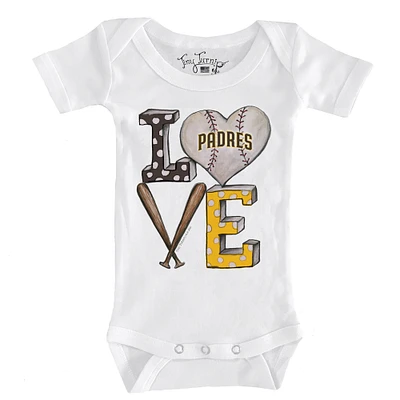 Infant Tiny Turnip White San Diego Padres Baseball Love Bodysuit