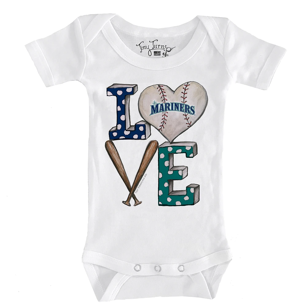 Infant Tiny Turnip White Seattle Mariners Baseball Love Bodysuit