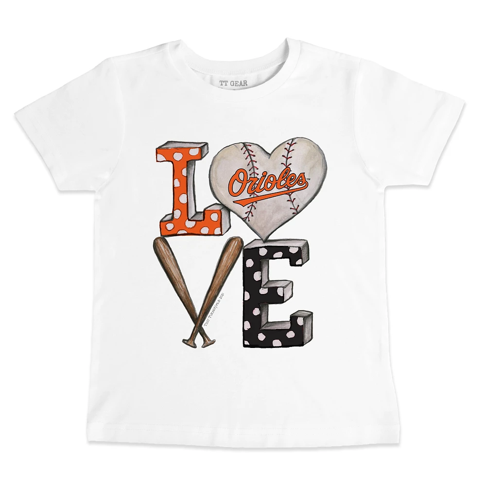 Infant Tiny Turnip White Baltimore Orioles Baseball Love T-Shirt