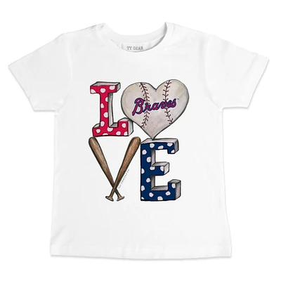 Toddler Tiny Turnip White Atlanta Braves Baseball Love T-Shirt