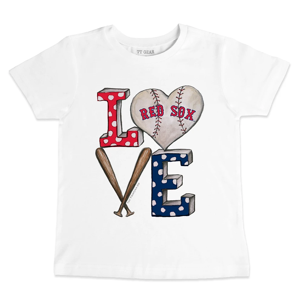 Toddler Tiny Turnip White Boston Red Sox Baseball Love T-Shirt
