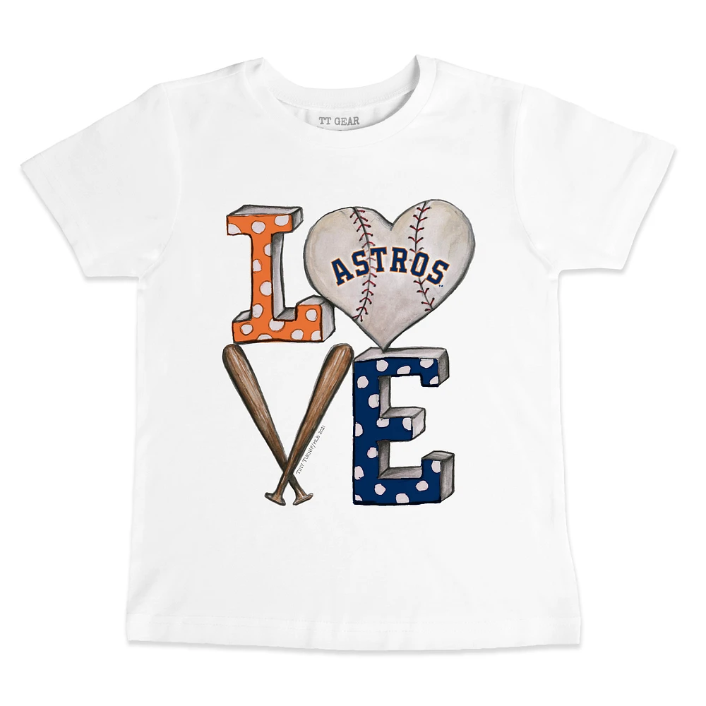 Toddler Tiny Turnip White Houston Astros Baseball Love T-Shirt