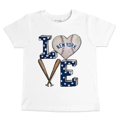 Toddler Tiny Turnip White New York Yankees Baseball Love T-Shirt
