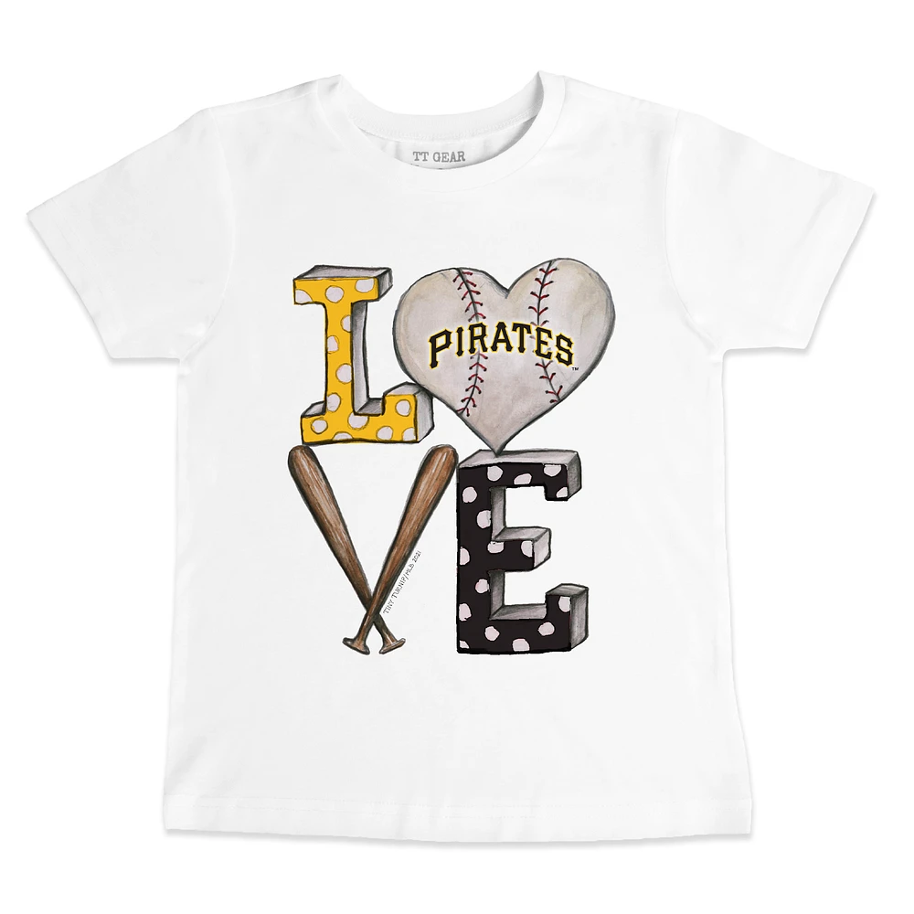 Toddler Tiny Turnip White Pittsburgh Pirates Baseball Love T-Shirt