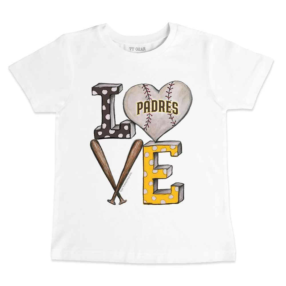 Toddler Tiny Turnip White San Diego Padres Baseball Love T-Shirt