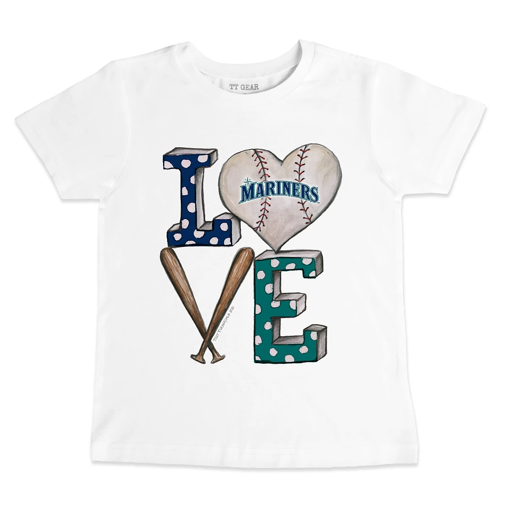 Youth Tiny Turnip White Seattle Mariners Baseball Love T-Shirt