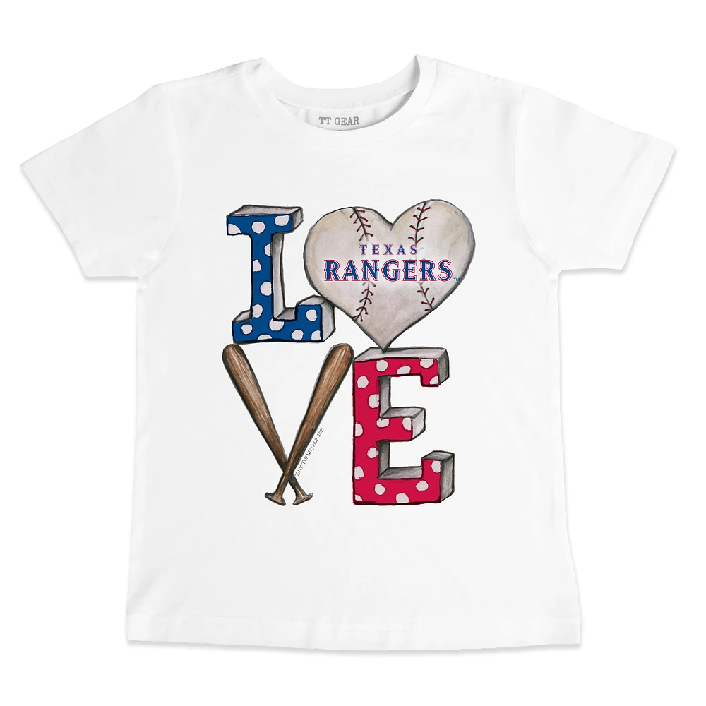Youth Tiny Turnip White Texas Rangers Baseball Love T-Shirt